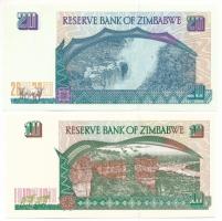 Zimbabwe 1997. 10$ + 20$ T:UNC,AU
Zimbabwe 1997. 10 Dollars + 20 Dollars C:UNC,AU
Krause P#6, P#7