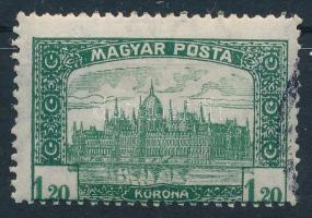 1919 Magyar Posta Parlament 1,20K a középrész lecsúszásával és képbe fogazva