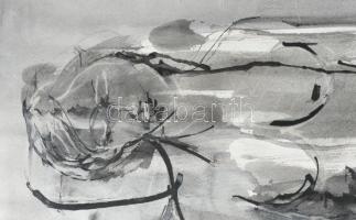 Olvashatatlan jelzéssel: Fekvő női akt. Tus, papír. 38x66 cm