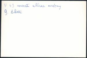 MÁV V43 sorozatú villamos mozdony, hátoldalon feliratozott fotó, 9×14 cm