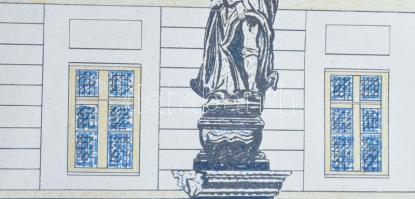 Rácmolnár Sándor (1960-): Szent Sebestyén és Rókus szobor (Vác), 1992. Ofszet litográfia, papír, jel...