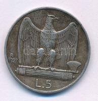 Olaszország 1927R 5L Ag "III. Viktor Emánuel" T:VF patina Italy 1927R 5 Lire Ag "Vittorio Emanuele III" C:VF patina Krause KM#67.1