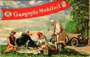 1929 Gargoyle Mobiloil motor oil advertisement (gyűrődés / crease)