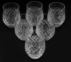 Kristály whiskey pohár készlet, 6 darab, egy minimális pattogzással, m: 9,5 cm