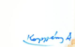 Koppány Attila (1947-): A torinói lepel. Akril, vászon. Jelzett a hátoldalán. 40x40 cm