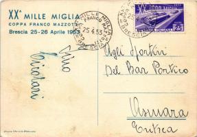 XX. Mille Miglia Coppa Franco Mazzotti Brescia 25-26 Aprile 1953 / 20th Mille Miglia. 1000-mile open...