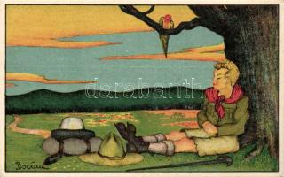 Scout resting artist signed litho