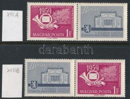1959 A szocialista országok postaügyi minisztereinek értekezlete II. 2 db szelvényes bélyeg XIII. A illetve XIII. B vízjellel