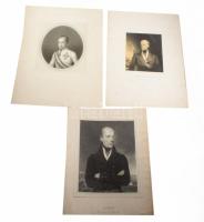3 db metszet: I. Ferdinánd osztrák császár (V. Ferdinánd magyar király) portréja + Habsburg-Lotaringiai János főherceg portréi (2 db), változó állapotban, lapméret: 37x28,5 cm és 45,5x33 cm között