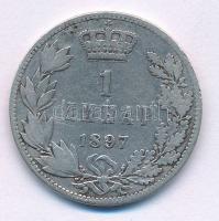 Szerbia 1897. 1D Ag "I. Sándor" T:VF,F Serbia 1897. 1 Dinar Ag "Alexander I" C:VF,F Krause KM#21