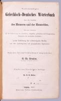 Vollständiges Griechisch-Deutsches Wörterbuch über die Gedichte des Homeros und der Homeriden, mit steter Rücksicht auf die Erläuterungen des häuslichen, religiösen, politischen und kriegerischen Zustandes des heroischen Zeitalters. Nebst Erklärung der schwierigsten Stellen und aller mythologischen und geographischen Eigennamen. Zunächst für den Schulgebrauch ausgearbeitet von G. Ch. Crusius,... Fünfte neu bearbeitete Auflage von Dr. E: E. Seiler. Leipzig, 1857, Hahn'sche Verlags-Buchhandlung, XII+514+2 p. Átkötött félvászon-kötés, kopott borítóval, sérült gerinccel, foltos lapokkal.