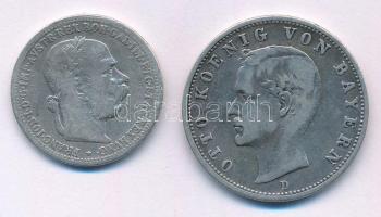 Ausztria 1895. 1K Ag "Ferenc József" + Német Államok / Bajorország 1902D 2M Ag "Ottó&...