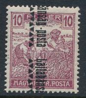 Nyugat-Magyarország 1921 Arató 10f 90 fokkal elfordult felülnyomattal, Bodor vizsgálójellel