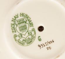 Zsolnay pillangó mintás gyertyatartó, jelzett, hibátlan, m: 14 cm