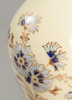 Zsolnay búzavirág mintás porcelán váza. Kézzel festett, jelzett, hibátlan 14,5 cm