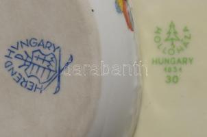 Hollóházi hamuzó h: 17 cm + sérült Herendi ékszeres edény h: 7 cm