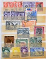 200 angol gyarmati bélyeg sok régivel 8 lapos kis berakóban