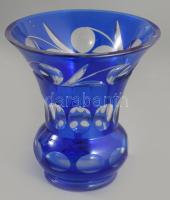 Kéken pácolt váza, minimális pattogzással, m: 13,5 cm