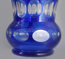 Kéken pácolt váza, minimális pattogzással, m: 13,5 cm