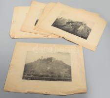 cca 1900 7 db magyar várakat ábrázoló fénynyomat, változó állapotban, lapszéli sérülésekkel, 24x31,5 cm