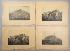 cca 1900 7 db magyar várakat ábrázoló fénynyomat, változó állapotban, lapszéli sérülésekkel, 24x31,5...