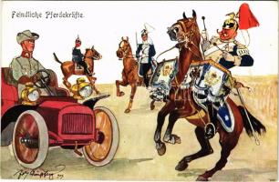 Feindliche Pferdekräfte / K.u.k. military humour art postcard. B.K.W.I. 335-11. s: Schönpflug (fl)