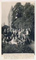 1938 Toulon, Chateau de Maiores, a román labdarúgó válogatott meglátogatta Traian Luppu híres artistát, focisták, csoportkép / Romanian football team group picture, sport photo (15,3 x 9,2 cm) (non PC) (vágott / cut)