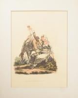 1804 William Ellis (1747-1810): 10 db színezett fametszet (vidéki élet, különböző viseletek), paszpa...