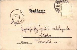 1898 Tummle Dich! Aquarell-Sport-Postkarte No. 20. Fr. W. Juxberg Kunstverlag / tennis court with pl...