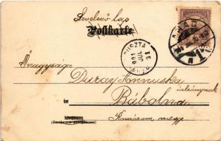 1901 Tummle Dich! Aquarell-Sport-Postkarte No. 18. Fr. W. Juxberg Kunstverlag / tennis court with pl...