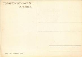 Nem baj, hogyha nem fogsz halat; TOTÓ-n nyerni - még jobb falat! Totó tippszelvény reklám 1954. / Hu...