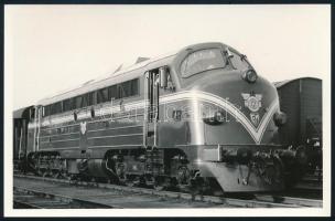 MÁV NOHAB-GM mozdony, jelzetlen fotó, 9×14 cm