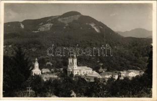 1943 Felsőbánya, Baia Sprie; látkép, templomok / general view, churches