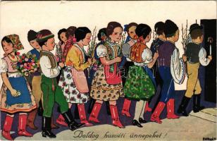 Boldog húsvéti ünnepeket! Magyar művészlap / Hungarian Easter greeting art postcard s: Bernáth (fa)