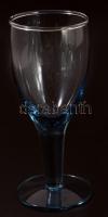 Tengerkék színű talpas pohár garnitúra, 6 darab, hibátlan, m: 18 cm