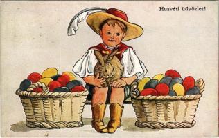1918 Húsvéti üdvözlet / Hungarian Easter greeting art postcard. Rotophot Budapest Nr. 6729-5. (fl)