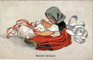 1918 Húsvéti üdvözlet / Hungarian Easter greeting art postcard. Rotophot Budapest Nr. 6729-3. (EK)