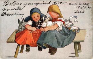 1918 Húsvéti üdvözlet / Hungarian Easter greeting art postcard. Rotophot Budapest Nr. 6730-2. (EK)