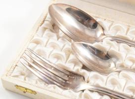 Orfévrerie Le Mondial francia háromrészes utazó evőeszköz készlet díszdobozban, jelzett, jó állapotb...