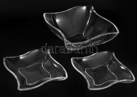 Ólomkristály kétszemélyes mogyorókínáló szett, hibátlan, 17x17 cm, 22x22 cm