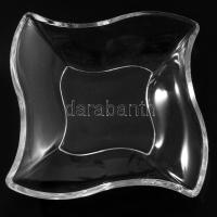 Ólomkristály kétszemélyes mogyorókínáló szett, hibátlan, 17x17 cm, 22x22 cm