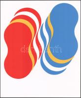 Fajó János (1937-2018): Piskóták, 1975. Szitanyomat, karton. Jelzés nélkül. Fajó János a Kultúrális Kapcsolatok Intézetében (K.K.I.) rendezett kiállítására, 1975-ben megjelent mappájából. Közepén hajtásnyommal. 34,5x29 cm.