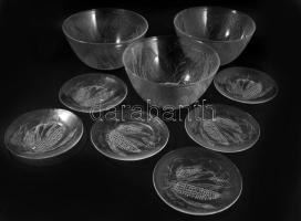 6 személyes 9 részes kukorica mintás főtt kukorica / popcorn kínáló készlet, hibátlan, tálak d: 20 cm, kínálók d: 28 cm, m: 13 cm