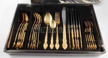 6 személyes 24 részes aranyozott evőeszköz készlet, sérült dobozában