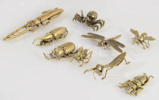 9 darab klf réz rovar figura, hibátlan, h: 12 cm alatt