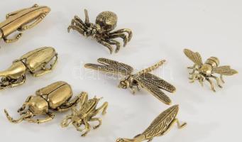 9 darab klf réz rovar figura, hibátlan, h: 12 cm alatt