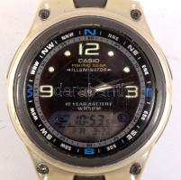 Casio Illuminator Fishing gear horgász karóra. Kvarc, fém szíjjal, elemmel, működik d: 38 cm