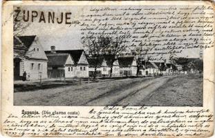 1902 Zsupanya, Zupanja; Dio glavne ceste / utcakép / street view (szakadás / tear)