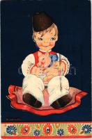 Magyar folklór művészlap / Hungarian folklore art postcard s: M. Patz Kató (Rb)