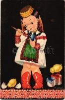 Magyar folklór művészlap / Hungarian folklore art postcard s: M. Patz Kató (EK)